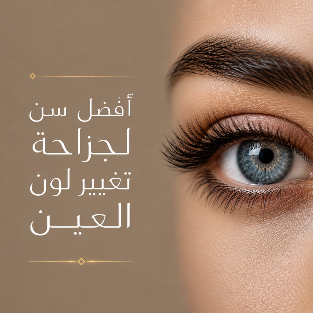 صورة مقربة لعين زرقاء بعد إجراء تغيير لون العين الدائم مع إبراز تفاصيل القزحية ونتائج الإجراء التجميلي.