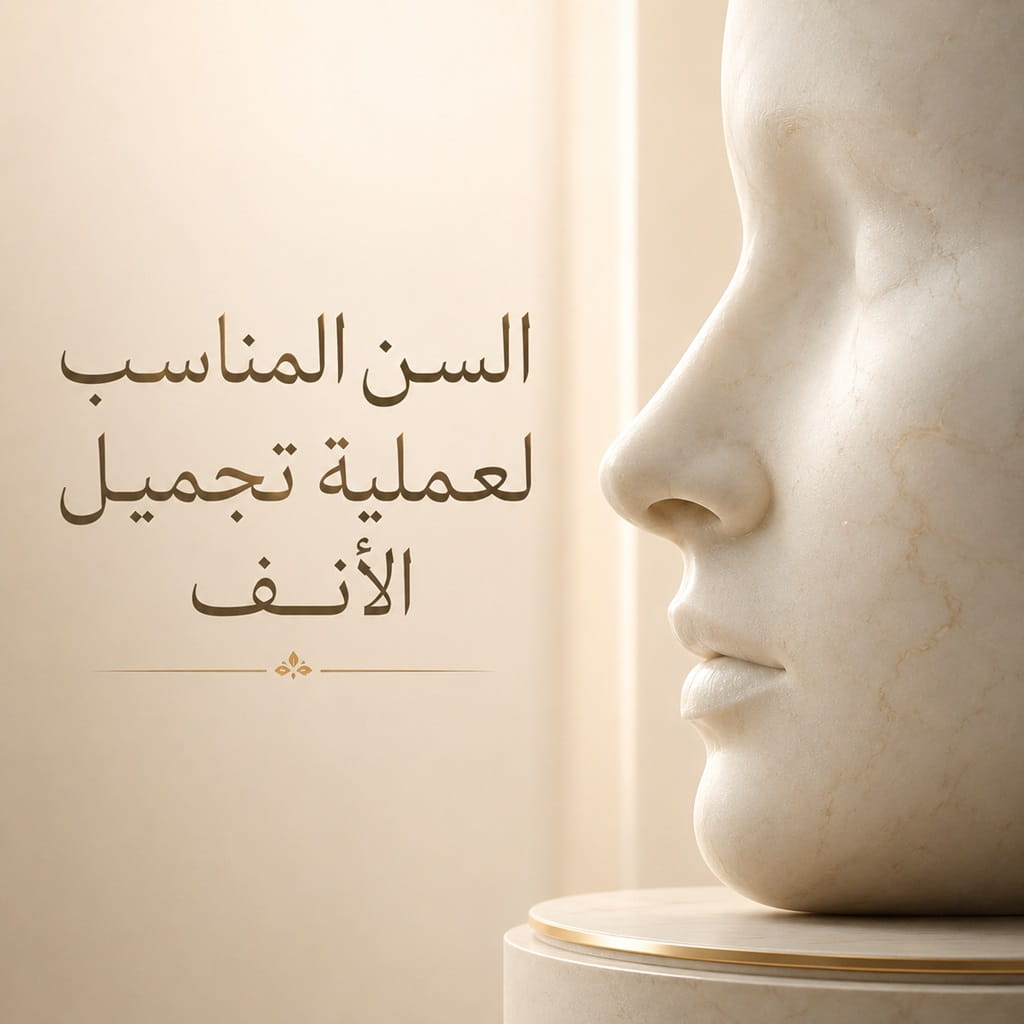 مجسم جانبي للأنف يوضح موضوع السن المناسب لإجراء عملية تجميل الأنف وأفضل توقيت لتحقيق نتائج طبيعية وآمنة.