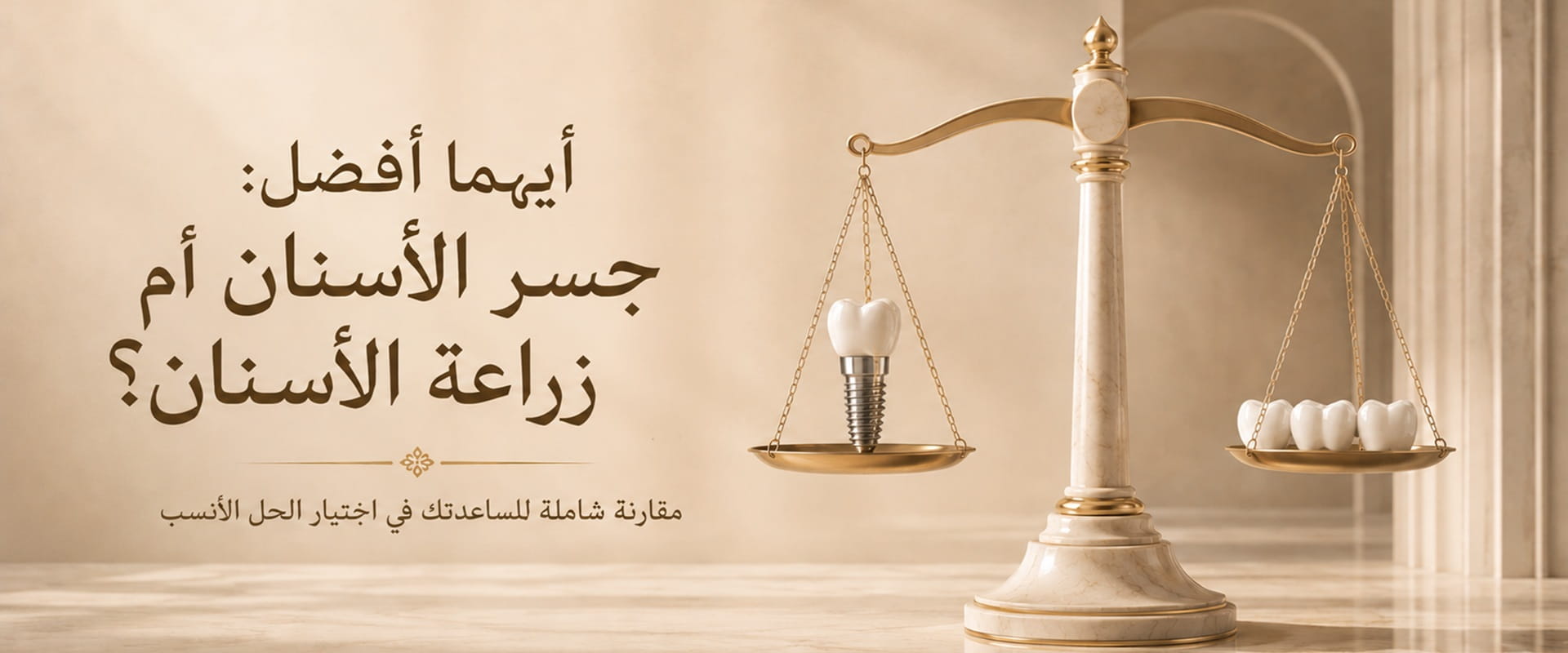 صورة مقارنة بين زراعة الأسنان وجسر الأسنان لتوضيح أفضل خيار لتعويض الأسنان المفقودة.