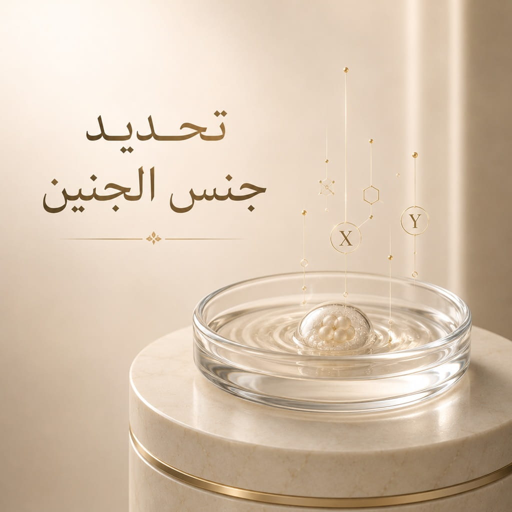 تمثيل بصري لعملية تحديد جنس الجنين باستخدام تقنيات أطفال الأنابيب والفحص الوراثي للأجنة قبل الزرع لاختيار الكروموسومات المطلوبة.