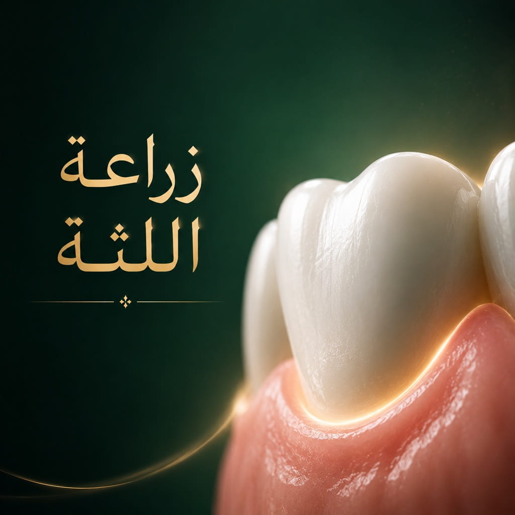 صورة توضيحية لعملية زراعة اللثة كعلاج لانحسار اللثة وتحسين صحة الأسنان.