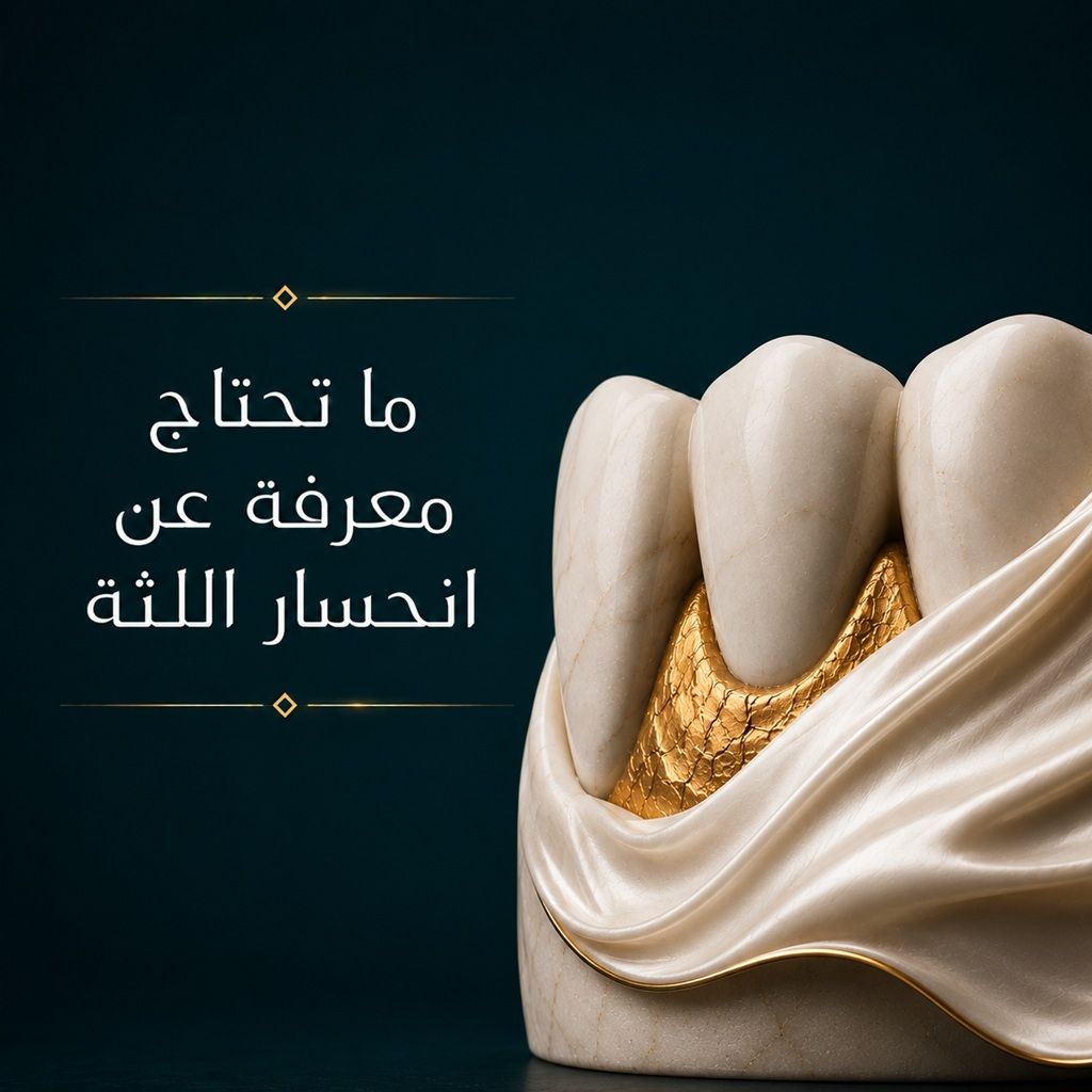 تصميم طبي بعنوان ما تحتاج معرفته عن انحسار اللثة يوضح أهمية التشخيص المبكر وعلاج تراجع اللثة للحفاظ على صحة الأسنان.