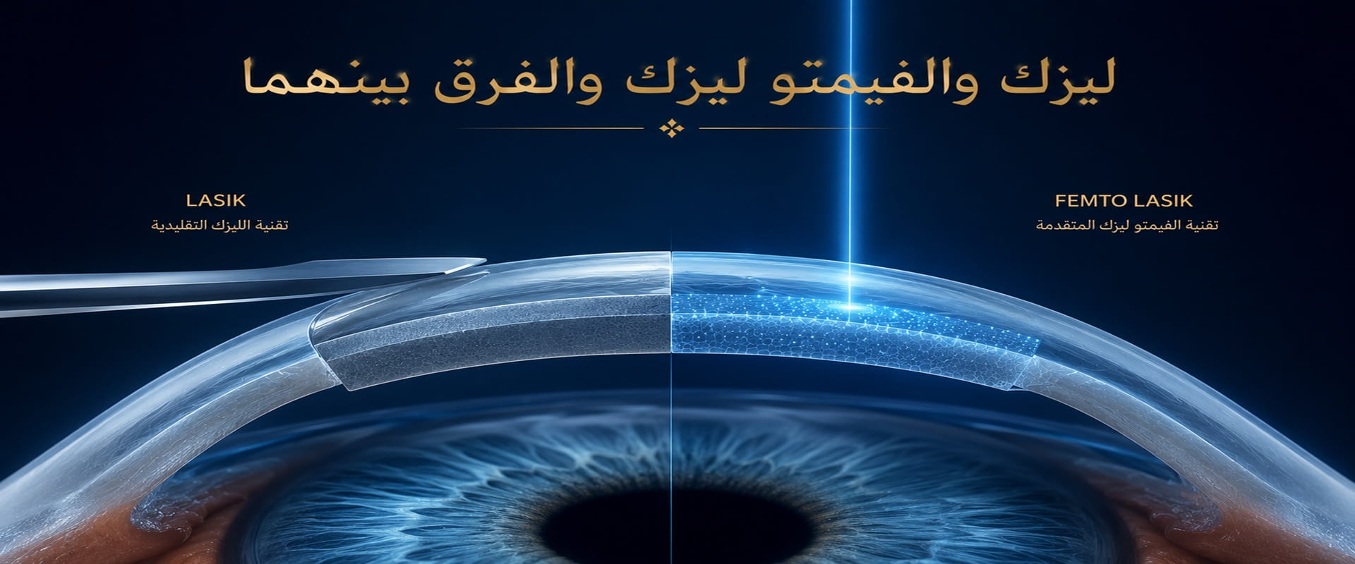 مقارنة بين الفيمتو ليزك والفيمتو سمايل لتصحيح النظر باستخدام أحدث تقنيات الليزر في جراحة العيون.