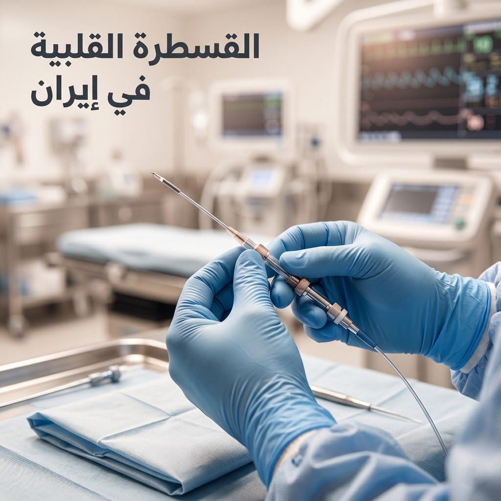 طبيب يجهز أدوات القسطرة القلبية الدقيقة في غرفة عمليات متطورة في إيران عبر سريتامد.