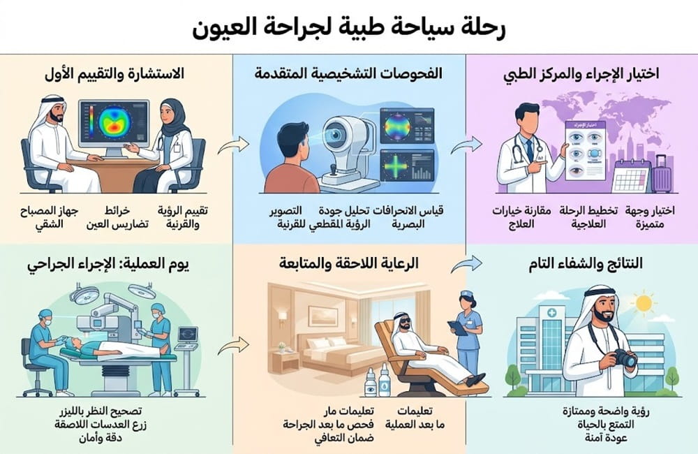 إنفوجرافيك يشرح خطوات ومميزات عمليات تصحيح النظر في إيران لتحقيق رؤية مثالية.