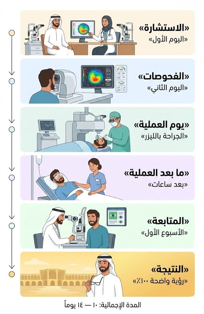 إنفوجرافيك يشرح خطوات ومميزات عمليات تصحيح النظر في إيران لتحقيق رؤية مثالية.