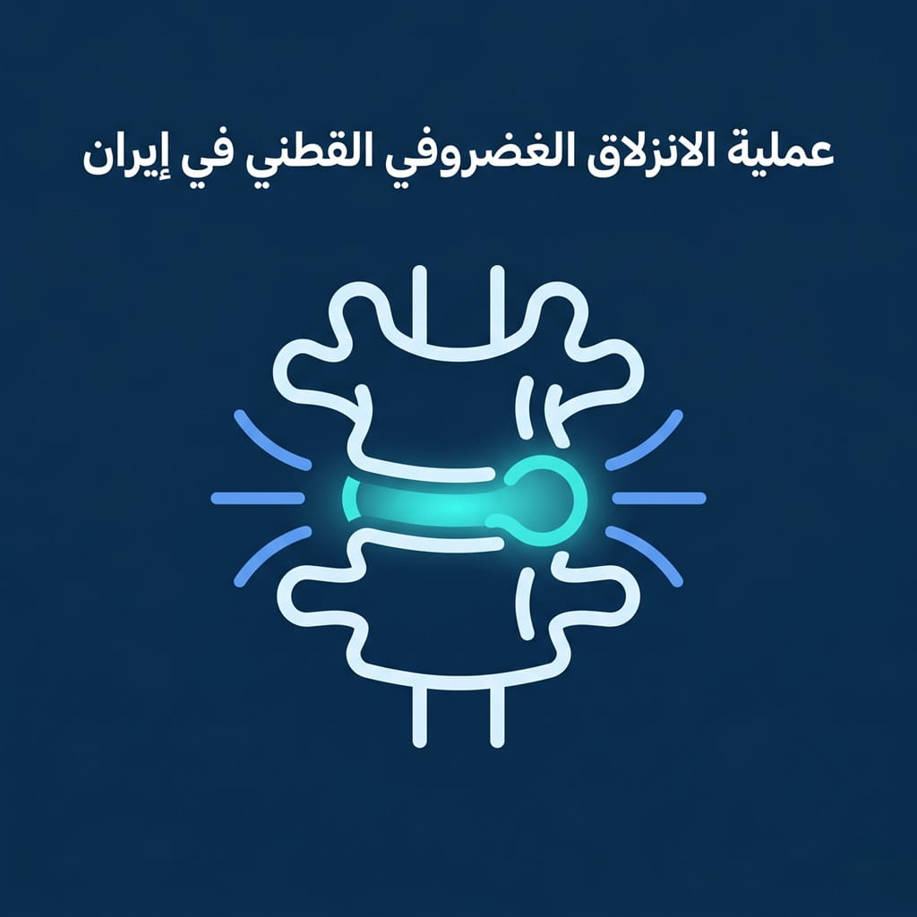 أيقونة توضيحية لفقرات العمود الفقري تشير إلى عملية الانزلاق الغضروفي القطني في إيران.