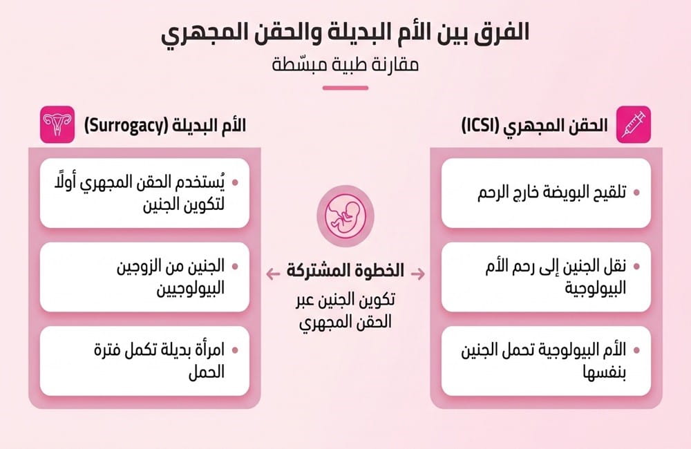 إنفوجرافيك يشرح خطوات ومراحل برنامج الأم البديلة (رحم جایگزین) في إيران مع سريتامد.