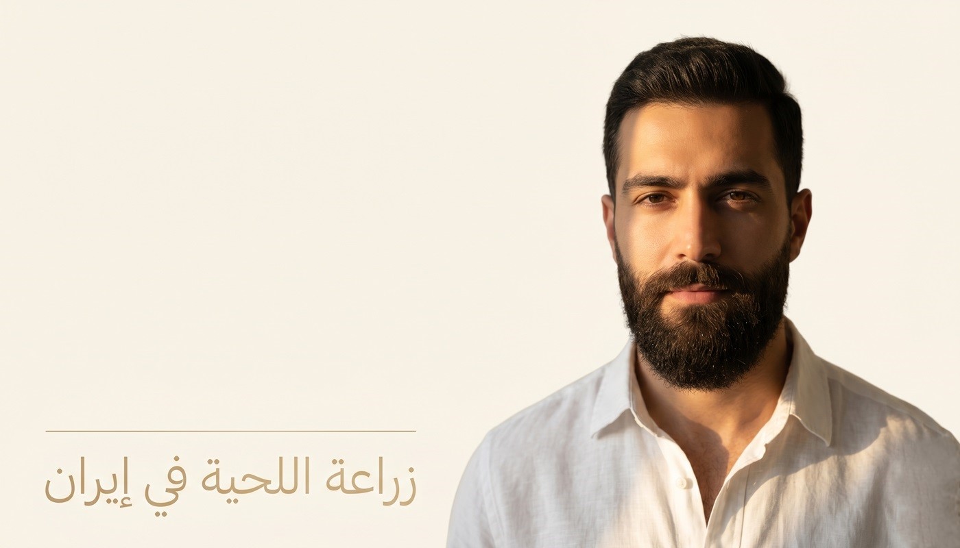 نتيجة طبيعية لزراعة اللحية في إيران لرجل يتمتع بكثافة لحية متناسقة وجذابة
