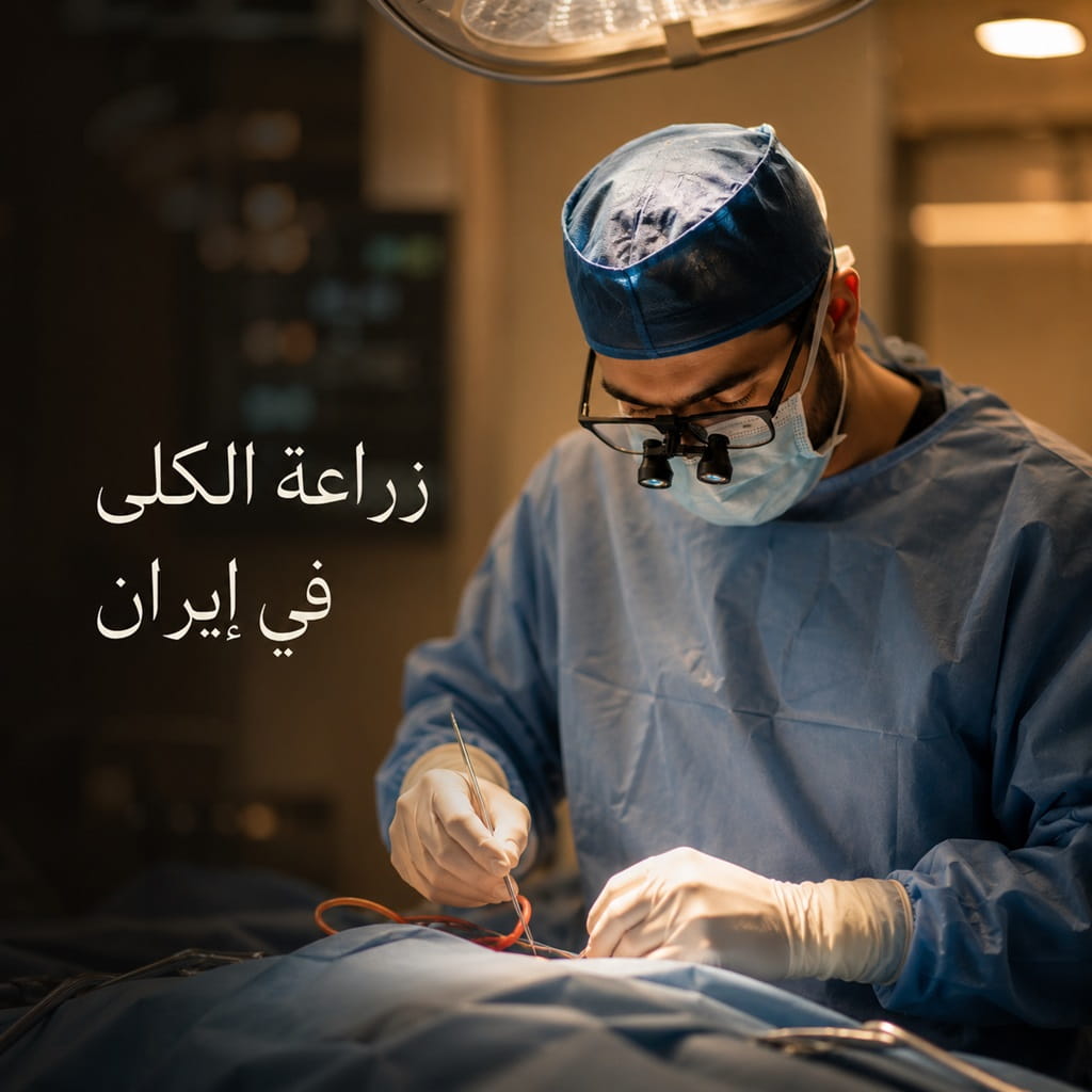 رسم طبي للجهاز البولي والكليتين يوضح خدمات زراعة الكلى في إيران