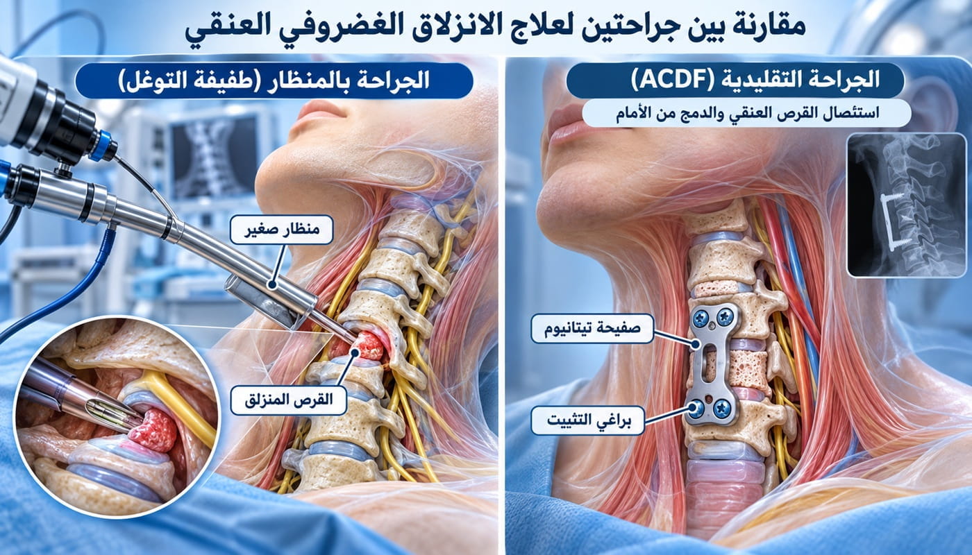 مقارنة بين جراحة الانزلاق الغضروفي العنقي بالمنظار وعملية ACDF بالصفيحة والبراغي في إيران