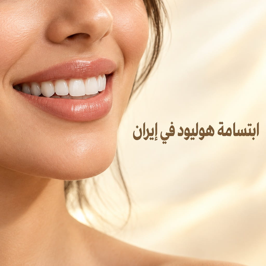 ابتسامة مشرقة بأسنان بيضاء متناسقة توضح نتيجة ابتسامة هوليود في إيران