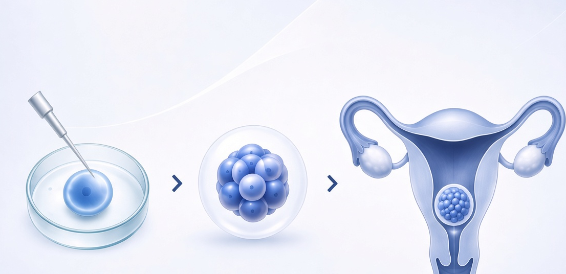 Gestational surrogacy process: IVF embryo, blastocyst, and transfer to the surrogate uterus