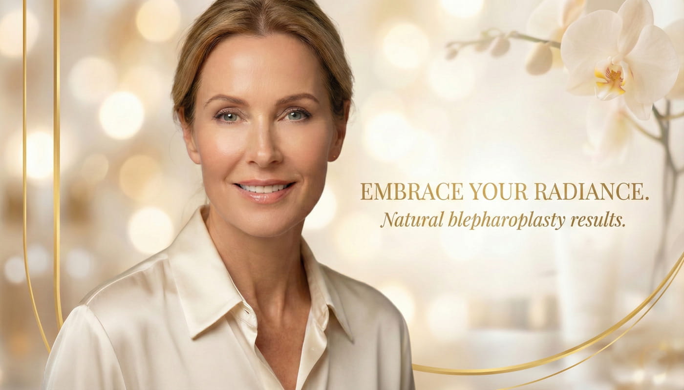 Blepharoplasty in Iran header image showing natural eyelid lift and refreshed youthful appearance at Ceritamed