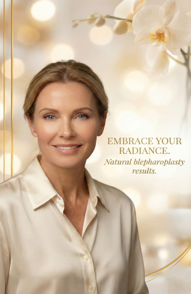 Blepharoplasty in Iran header image showing natural eyelid lift and refreshed youthful appearance at Ceritamed