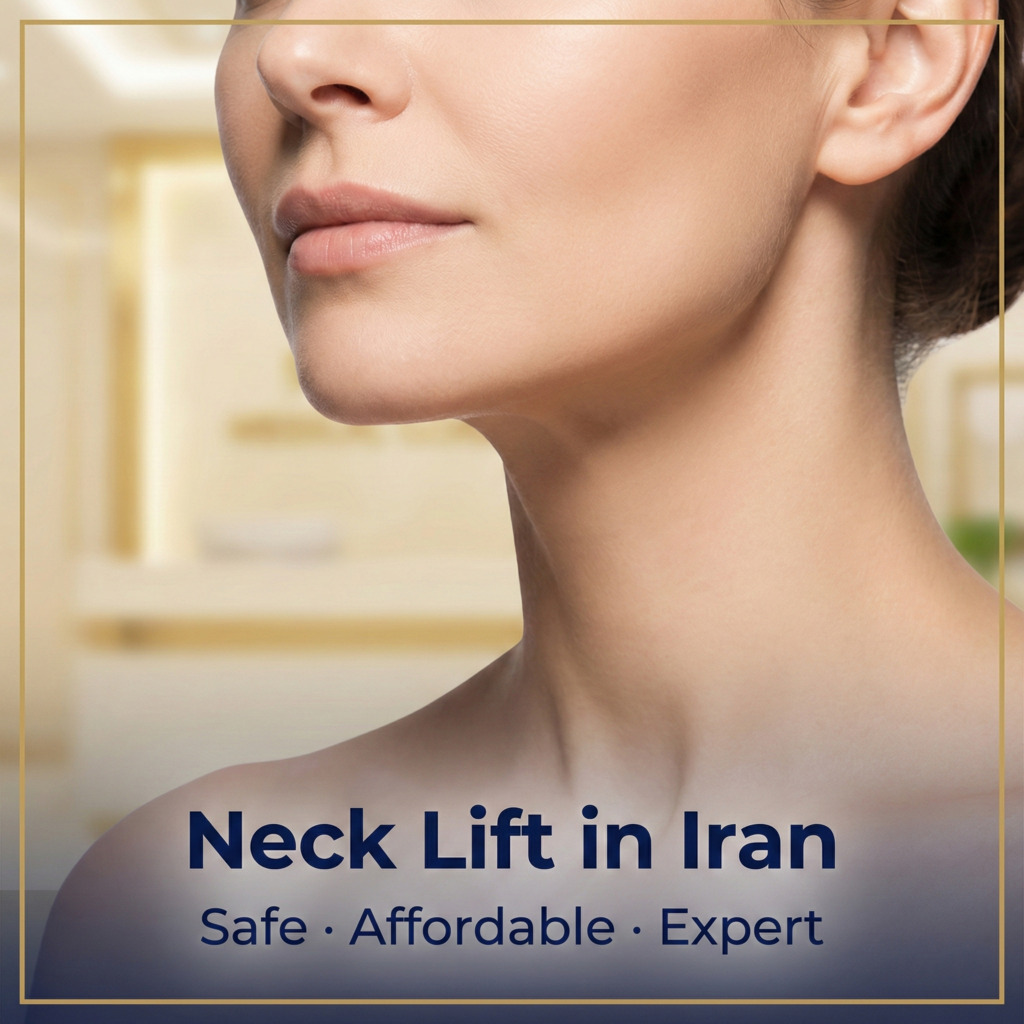Neck lift in Iran showing smooth neck contour and defined jawline after cosmetic neck surgery at Ceritamed