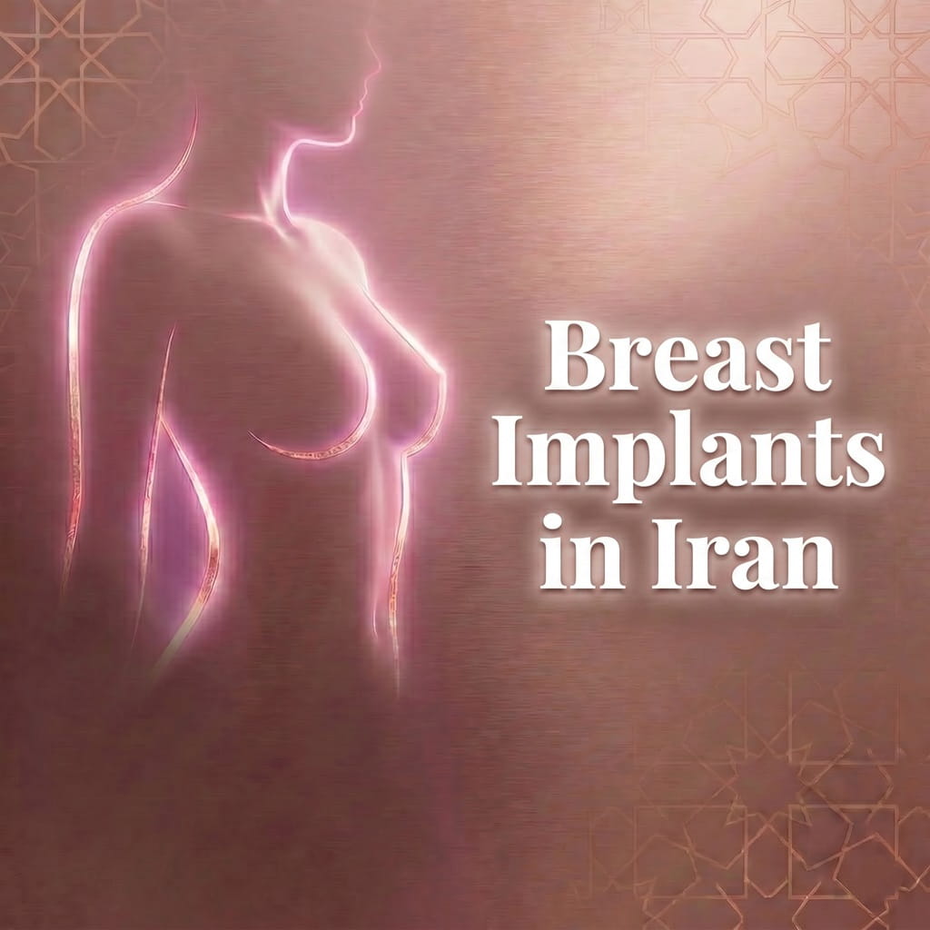 Stylized silhouette representing breast implants in Iran medical services provided by Ceritamed.