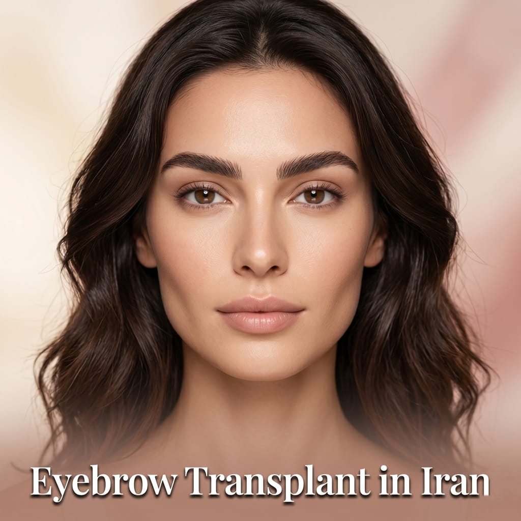 Beautiful woman with thick natural eyebrows representing eyebrow transplant results in Iran.