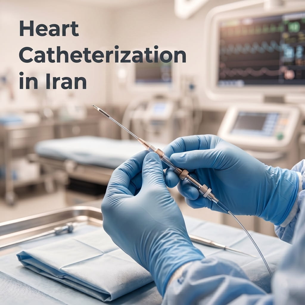 Medical specialist preparing equipment for heart catheterization procedure in a modern cardiology center in Iran by Ceritamed.
