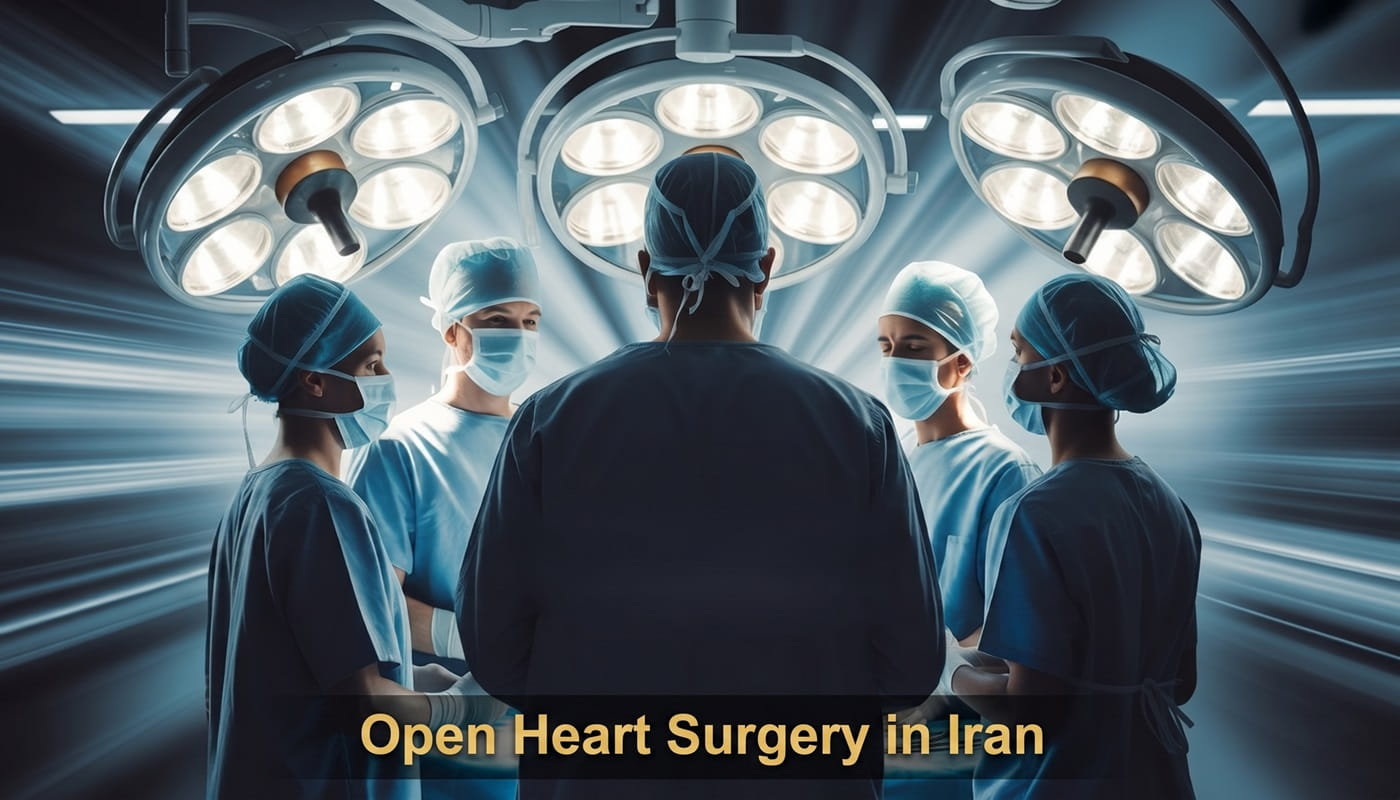 Professional cardiac surgery team performing advanced open heart surgery in a modern operating room in Iran by Ceritamed.