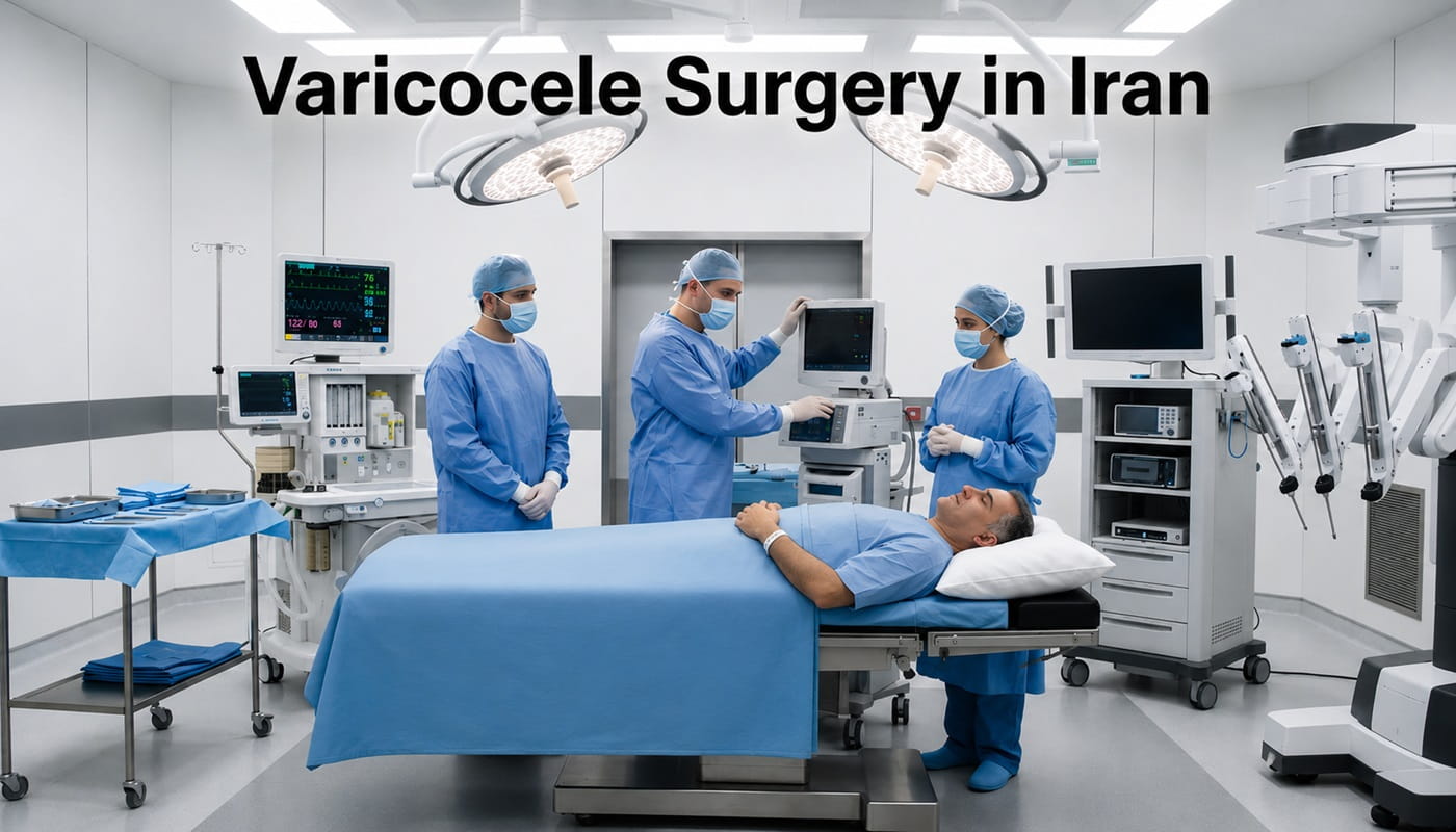 Modern operating room prepared for advanced varicocele surgery and minimally invasive urology treatment in Iran by Ceritamed.