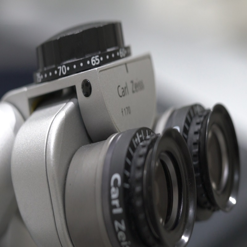 Close-up of Carl Zeiss ophthalmology equipment used in advanced eye care clinics in Iran.