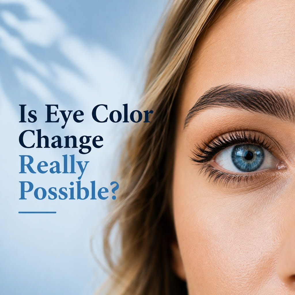Close-up of a blue eye illustrating permanent eye color change procedures.
