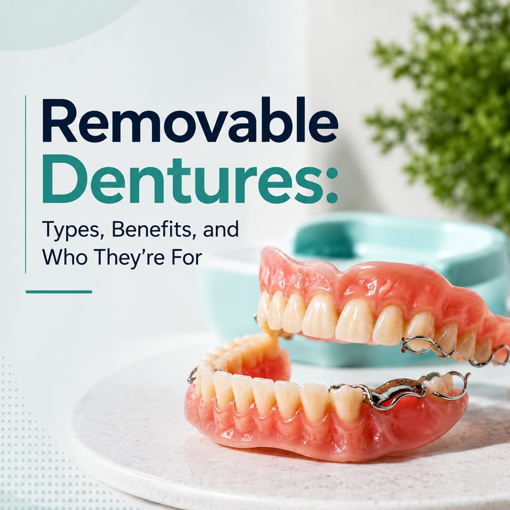 Learn about removable dentures, available options, advantages, maintenance, and who can benefit from this tooth replacement solution.