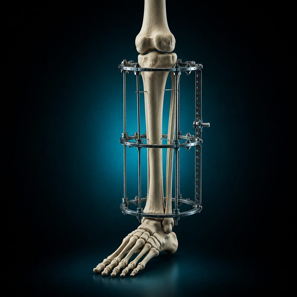 3D model of leg bone lengthening with an external fixator for limb lengthening surgery in Iran